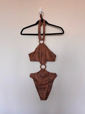 Same Los Angeles Size XS Olivia Cutout One Piece Spotted Animal Print Swimsuit